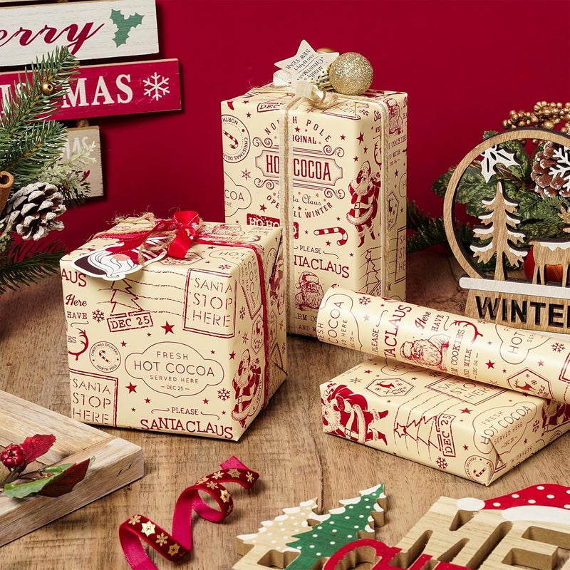LeZakaa Vintage Christmas Wrapping Paper Roll - Image 3