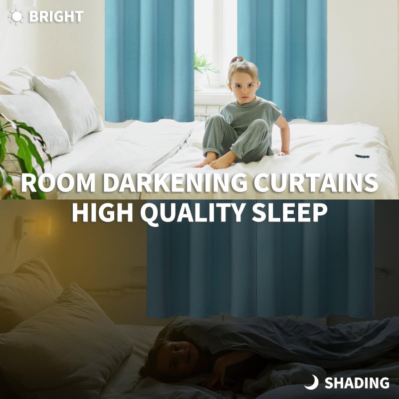 BGment Blackout Curtains - Grommet Thermal Insulated Room Darkening Bedroom and Living Room Curtains, Set of 2 Panels (38 x 45 Inch, Aqua) - Image 4