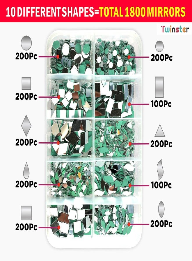 Twinster Mirrors for Craft Work (10 Different Shapes, 1800 Total Pieces) Lippan Art Craft Materials Kit Decorative Mirrors DIY Best Kit? - Image 2