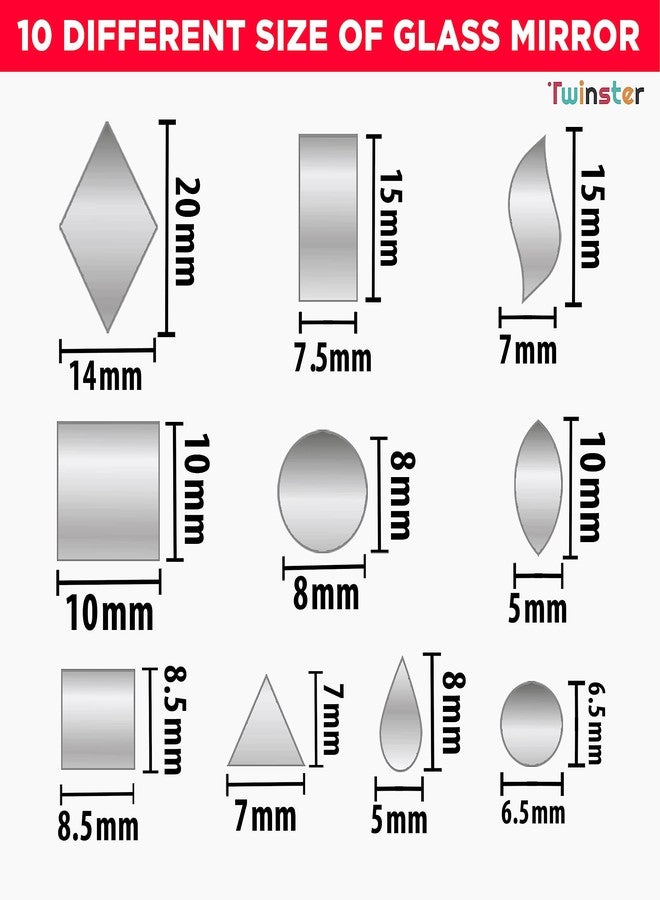 Twinster Mirrors for Craft Work (10 Different Shapes, 1800 Total Pieces) Lippan Art Craft Materials Kit Decorative Mirrors DIY Best Kit? - Image 5