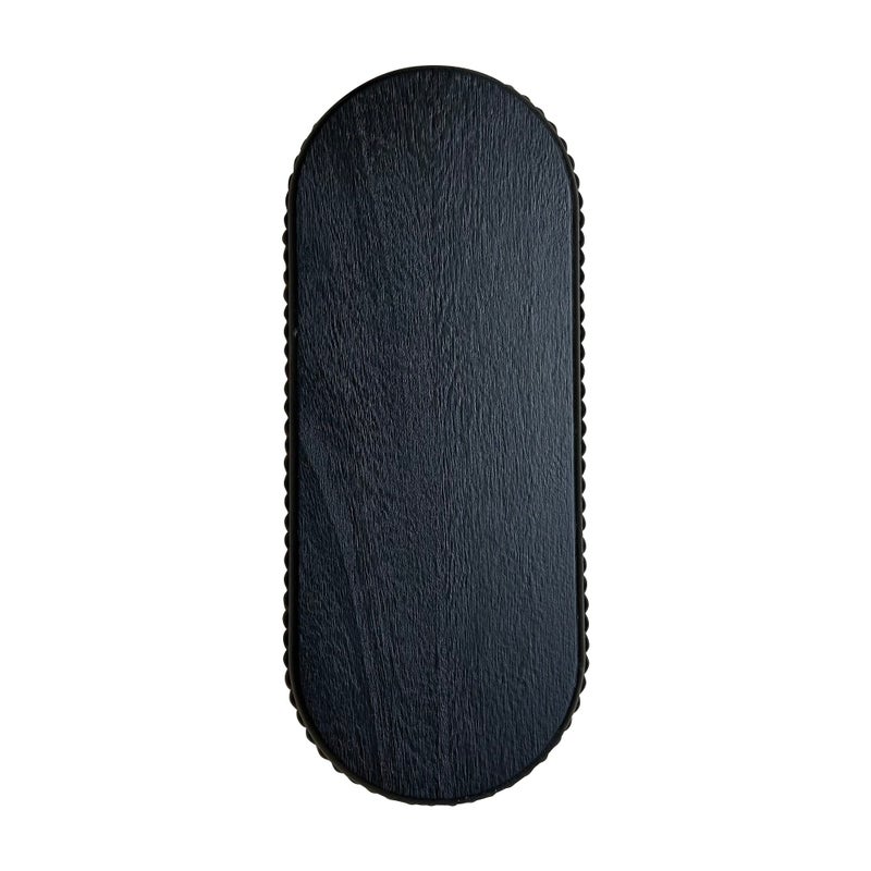 dwellington Wooden Farmhouse Decorative Tray, 12in Rustic Beaded Tray for Living Room Decor, Kitchen Table DÃ©cor, Oval Coffee Table Serving Tray (Black) - Image 4