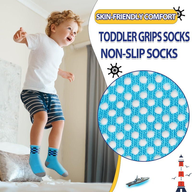 HYCLES Anti Slip Toddler Socks, 12 Pairs Non-Skid Cotton Grip Kid Socks for 3-5T Kids Boy Girl - Image 4