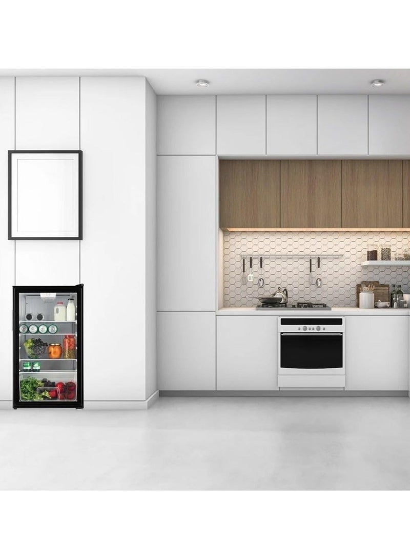 LC Mini Glass Door Refrigerator 120L Transparent Display Cooler for Drinks Juices Fruits and Dairy Adjustable Shelves Low Noise Energy-Efficient Cooling - Image 2