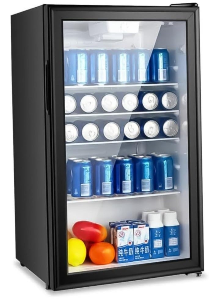 LC Mini Glass Door Refrigerator 120L Transparent Display Cooler for Drinks Juices Fruits and Dairy Adjustable Shelves Low Noise Energy-Efficient Cooling - Image 4