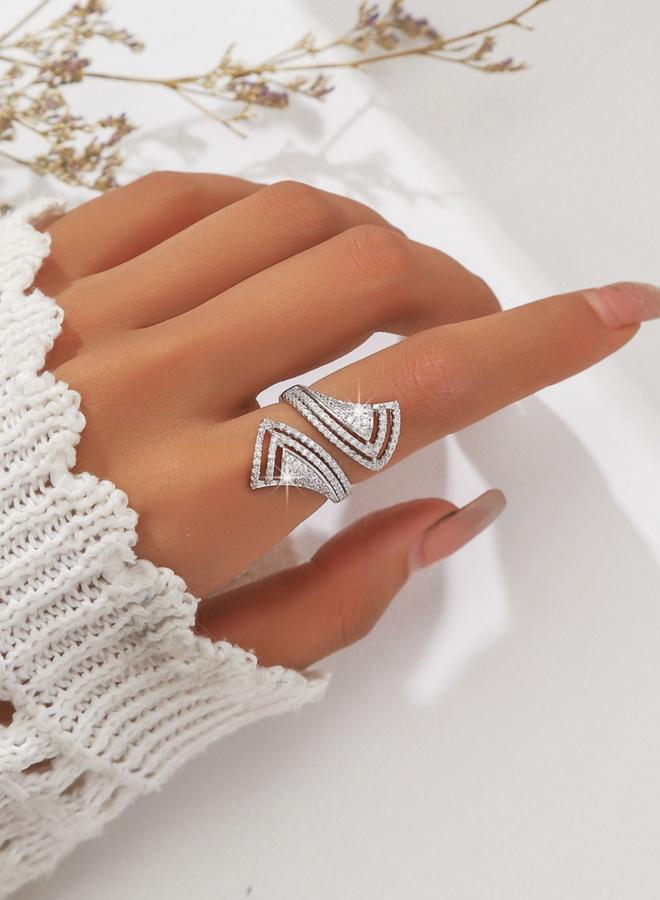 Take Two Silver Geometric Open Ring - Image 1