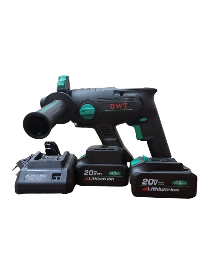 DWT Demolition and drilling hammer without charcoal 2 batteries 20 volt 4 ampere - Image 1