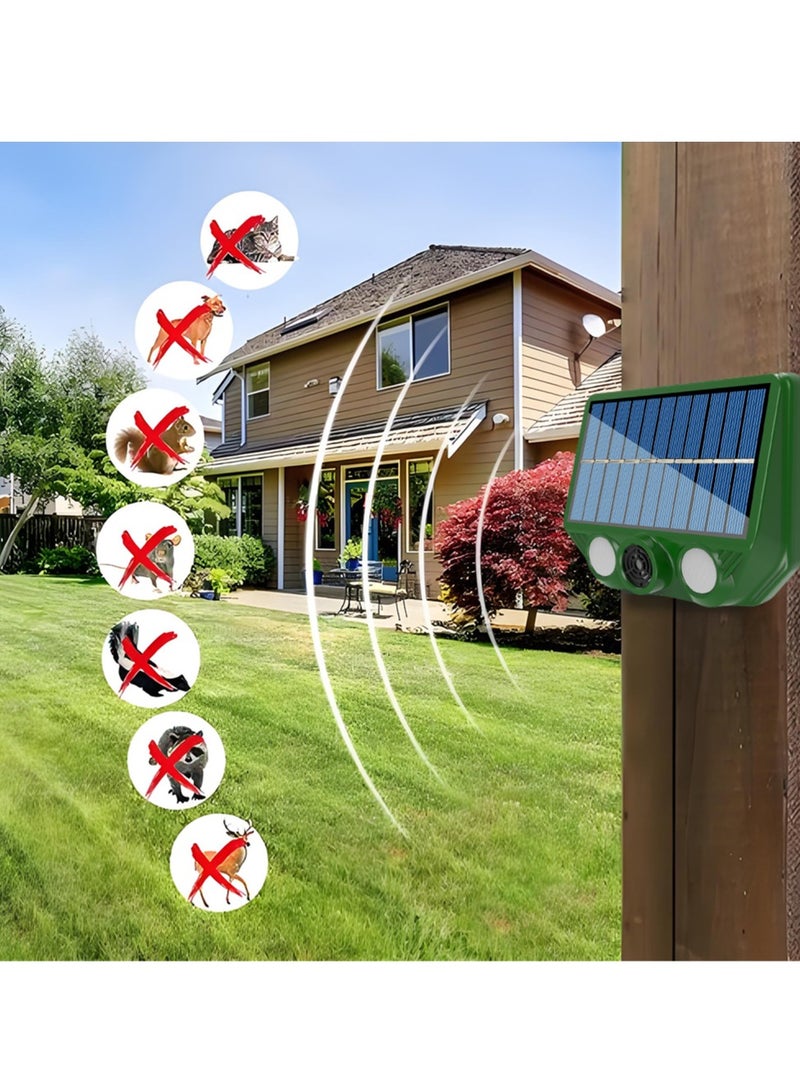Generic Ultrasonic Cat Dog Repellent, IP65 Waterproof Solar Powered Animal Deterrent, Solar And USB Charging Smart Sensing LED Flashing Pest Control For Garden Yard, (1pc, Green)  - Image 2