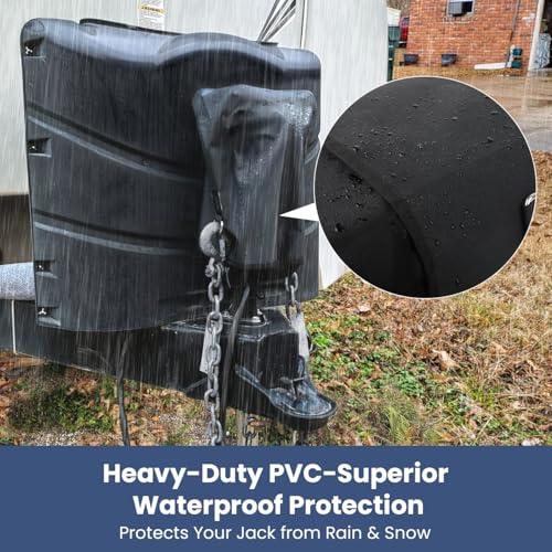 Safoner RV Electric Tongue Jack Cover – Heavy-Duty Waterproof Design with Chain Hooks, Protective Black Cover for Outdoor Camper Accessories - Image 3