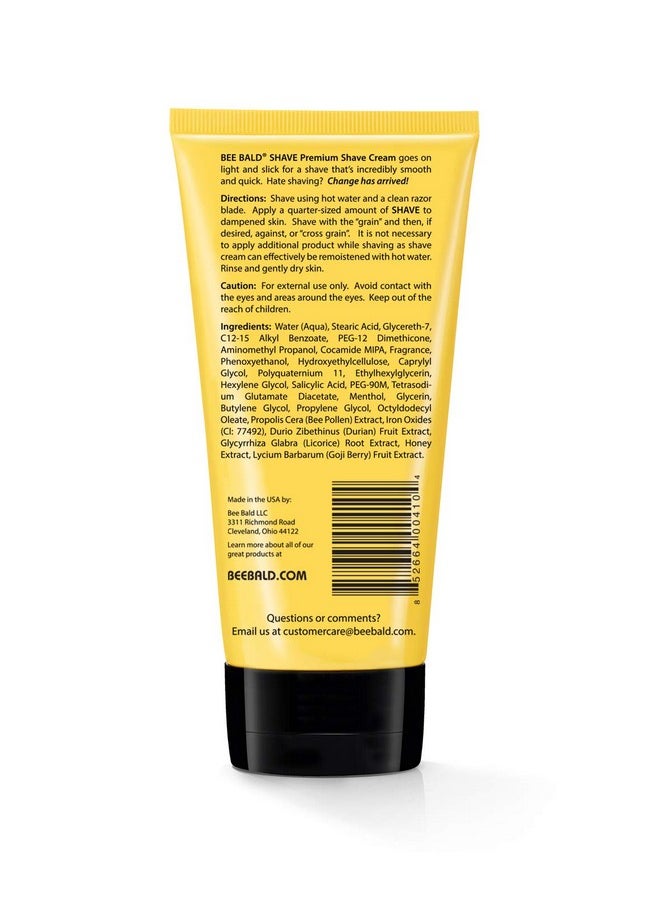 Bee Bald - Ee Bald Shave Premium Shave Cream Goes On Light & Slick For A Shave That'S Incredibly Smooth & Quick For Both Face And Head 6 Fl Oz - Image 1