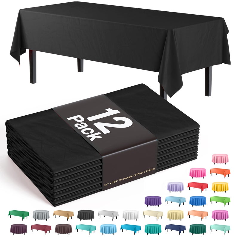 Premium Black table cover 54 x 108 Pack of 12