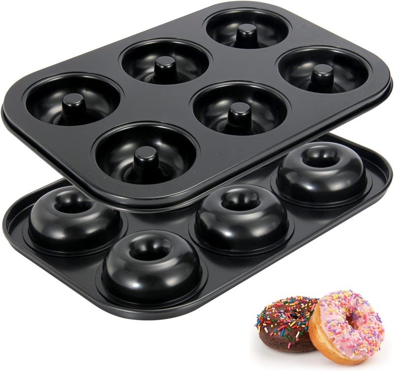 CURATED CART Carbon Steel Donut Mould for Baking, 6 Cavity Donut Pan, SGS Certified Quality, Suitable for Microwave, OTG Oven, Dishwasher Safe (Pack of 1), Black - Image 1