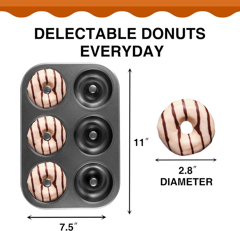 CURATED CART Carbon Steel Donut Mould for Baking, 6 Cavity Donut Pan, SGS Certified Quality, Suitable for Microwave, OTG Oven, Dishwasher Safe (Pack of 1), Black - Image 2
