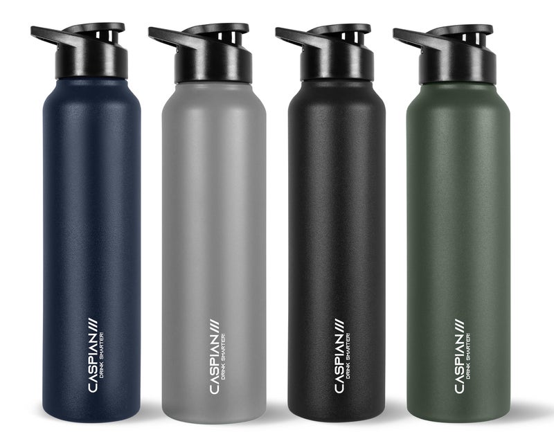 CASPIAN /// Hike ISI Certified Stainless Steel Water Bottle 1ltr. (Multicolours, 1 Litre, Set of 4) | Leak Proof Sipper for Fridge Home Office Travel School Kids Boys Girls Adults Sports Gym|BPA Free - Image 1
