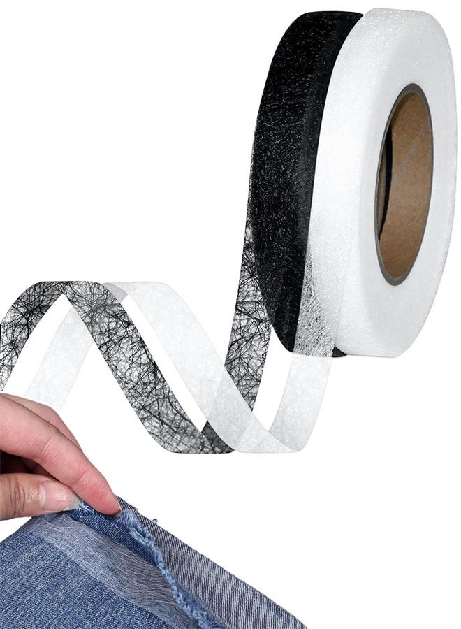 Hemming Tape, 2 Rolls Iron on Hemming Tap, No Sewing Hemming Tape, Adhesive Fabric Fusing Tape for Pants Clothes Dresses Curtains Fabric Crafting Projects, 0.6 INCH x 70 Yards  - Image 1