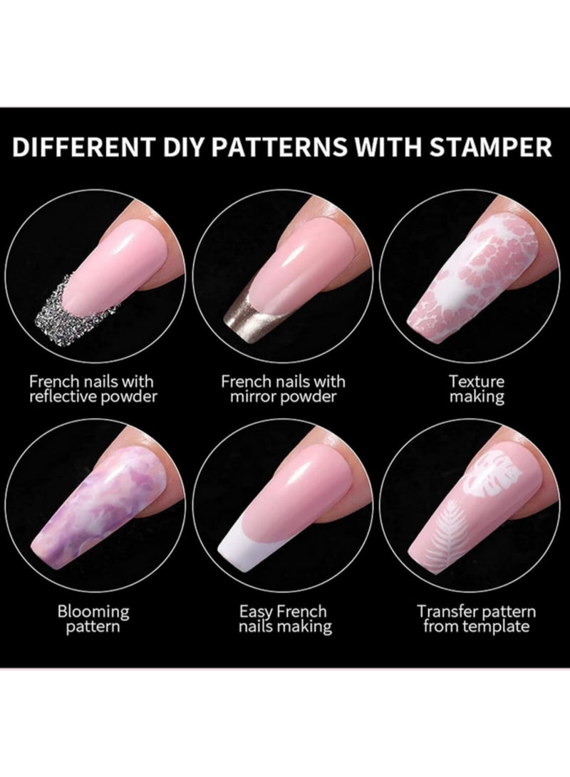 Double Sided Clear Silicone Nail Stamping Jelly with Scraper No Misplacement DIY French Tip Stamping Kit Soft Elastic Gel Stamper for Nail Art for Gel/UV/Acrylic Nails - Image 4