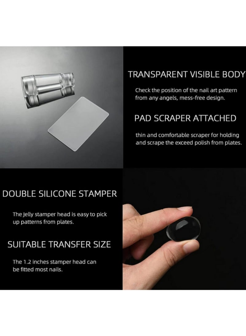 Double Sided Clear Silicone Nail Stamping Jelly with Scraper No Misplacement DIY French Tip Stamping Kit Soft Elastic Gel Stamper for Nail Art for Gel/UV/Acrylic Nails - Image 5