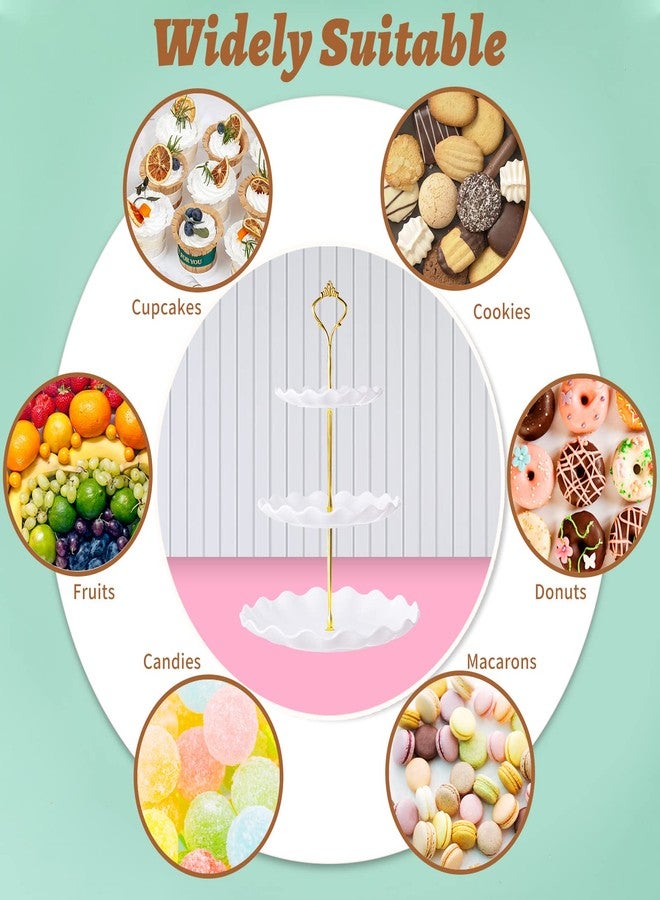 BACUTHY 3 Tier Cupcake Stand Holder, Plastic Cup Cake Stand Towel with Tiered Serving Tray for Cupcakes, Donuts, Fruits and More, White (White) - Image 5