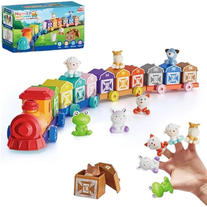 LEARNING TOY FOR TODDLERS COUNTING, MATCHING & SORTING MONTESSORI LEARNING FARM TRAIN INCLUDING 10 FARM ANIMALS, EASTER CHRISTMAS BIRTHDAY GIFT FOR BABY BOYS GIRLS - Image 1