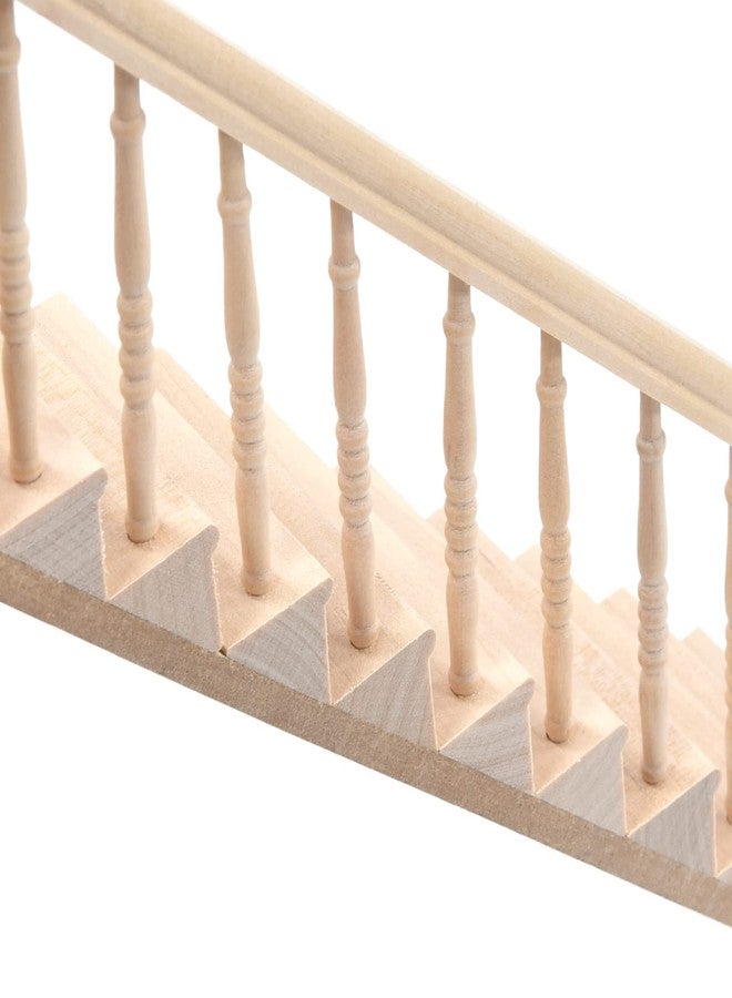Mrisata Miniature Stairs, Doll House Stairs, 1:12 Scale Furniture Wooden Handrail DIY Unpainted Staircase Accessories, Steps Model, Miniature Stairs Wood Stair (Left - Image 4
