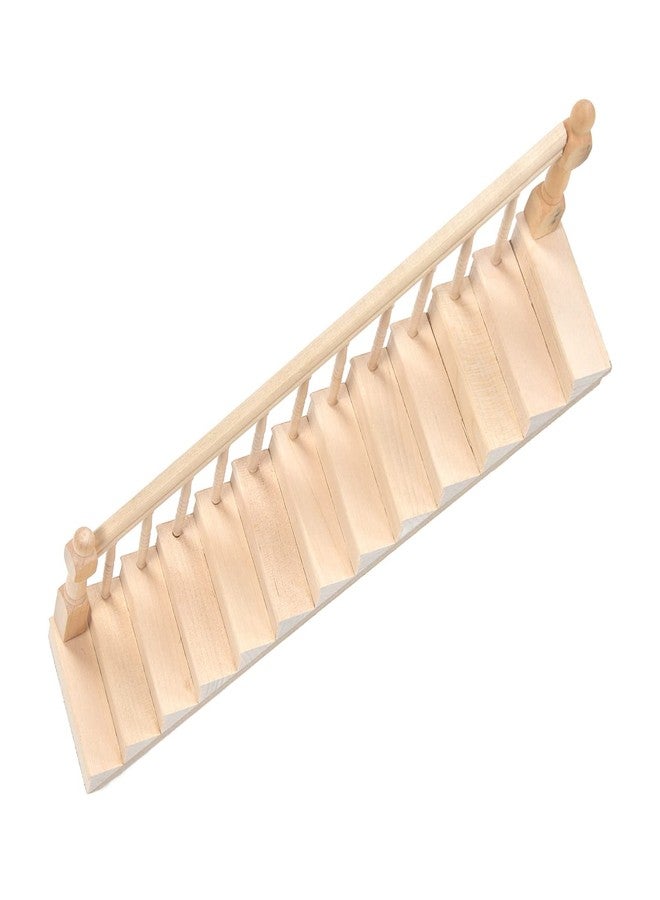 Mrisata Miniature Stairs, Doll House Stairs, 1:12 Scale Furniture Wooden Handrail DIY Unpainted Staircase Accessories, Steps Model, Miniature Stairs Wood Stair (Left - Image 3