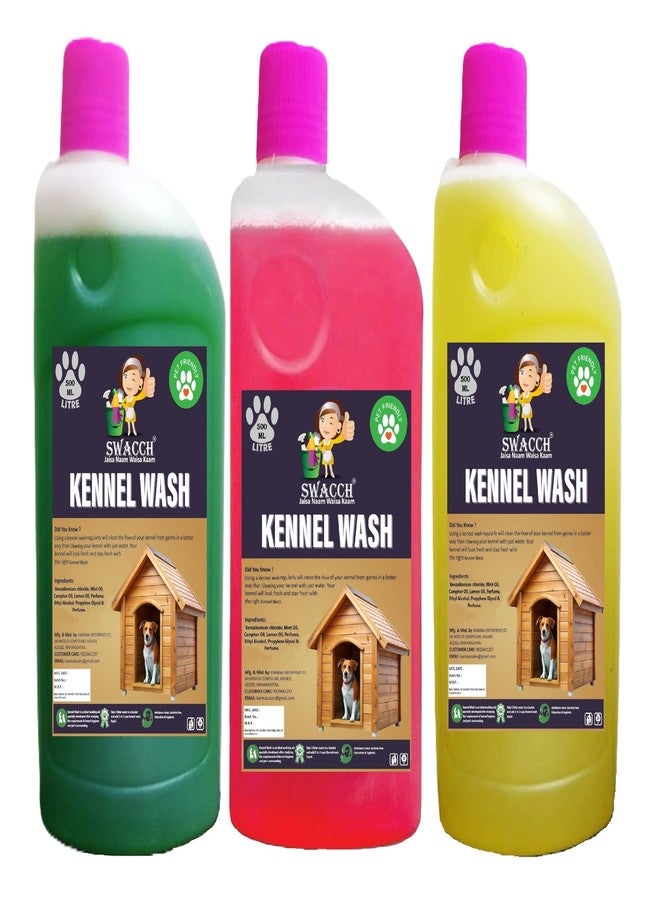 swacch Kennel Wash (500ml) (Combo Pack of 3) Jasmine, Rose & Lemon I Pet Stain & Odour Remover I Pet Floor Cleaner Liquid I Dog and Cat Friendly - Image 1