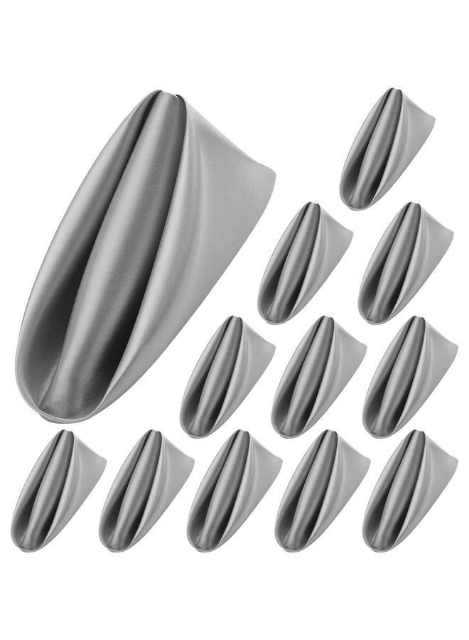 ANECO 12 Pieces Satin Napkins Soft Dinner Napkins Square Table Napkins 17 x 17 Inches for Restaurant Weddings Party Dinner Decoration (Grey) - Image 1