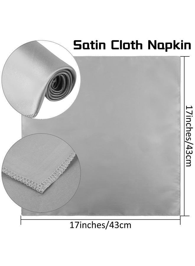 ANECO 12 Pieces Satin Napkins Soft Dinner Napkins Square Table Napkins 17 x 17 Inches for Restaurant Weddings Party Dinner Decoration (Grey) - Image 2