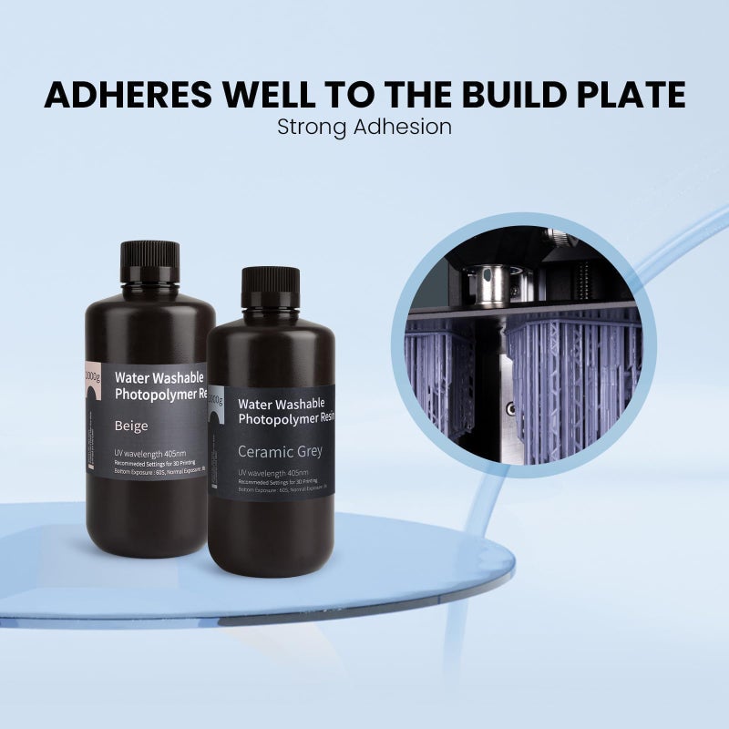 ELEGOO راتنج طباعة ثلاثية الأبعاد القابل للغسل بالماء من ELEGOO راتنج LCD المعالج بالأشعة فوق البنفسجية 405nm راتنج فوتوبوليمر قياسي لطابعات Mars Saturn Jupiter MSLA DLP LCD 3D 1000 جرام أبيض - Image 4