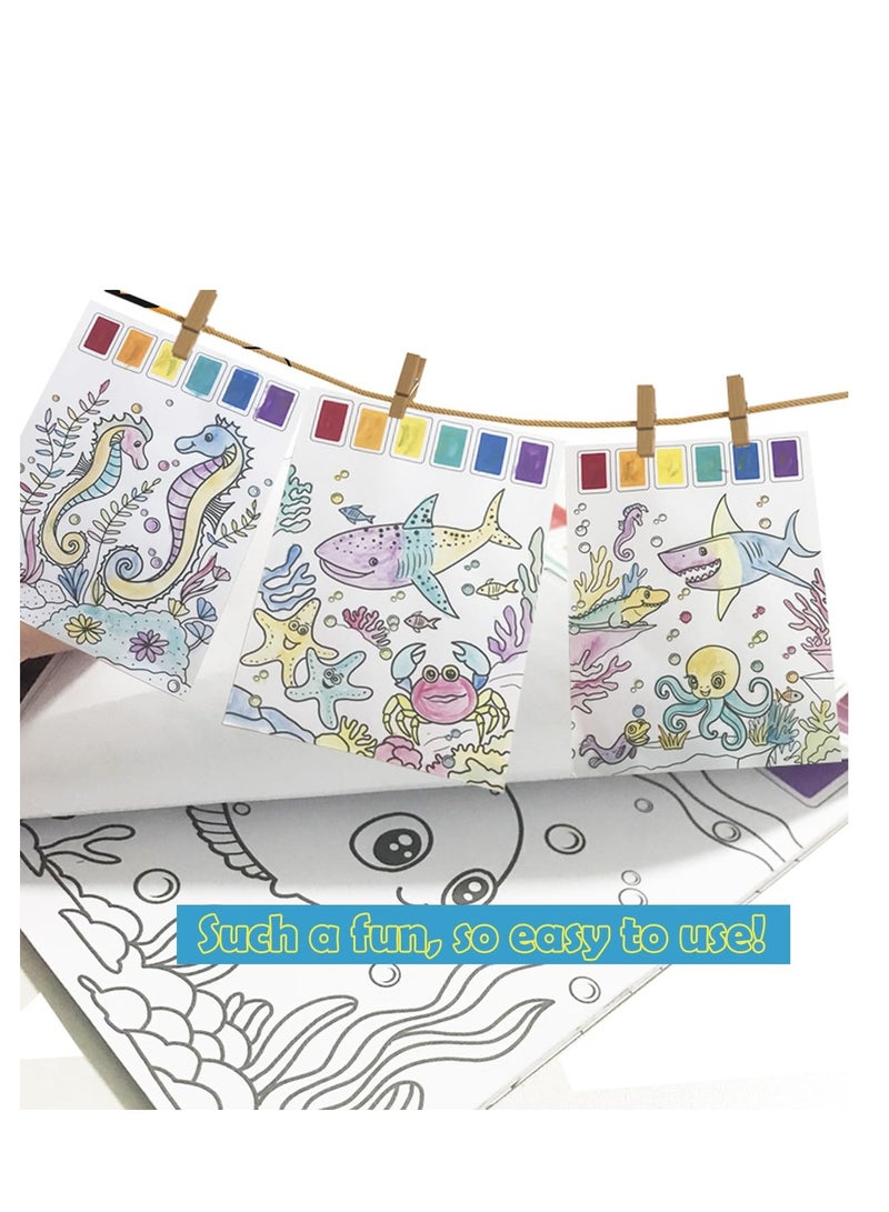 SYOSI 1 Pcs Watercolor Painting Books for Kids Paint with Water Coloring Toddlers Book Travel Pocket Adults Boys Girls Present - Image 3