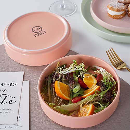 Stone lain Stella Pasta Bowl 6-Piece Set, Round, Porcelain, Peach - Image 4