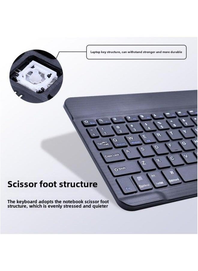 Generic - Bluetooth Keyboard For Ipad Huawei Mobile Phone Tablet Ultra-thin Mute Charging Wireless Mouse Suit-Color:10-inch + Dual-mode Mouse-Product Type:Yellow (send Data Cable) - Image 1