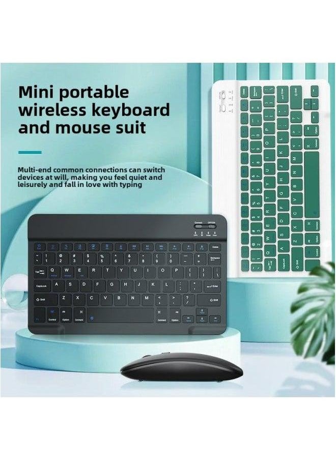Generic - Bluetooth Keyboard For Ipad Huawei Mobile Phone Tablet Ultra-thin Mute Charging Wireless Mouse Suit-Color:10-inch + Dual-mode Mouse-Product Type:Yellow (send Data Cable) - Image 1