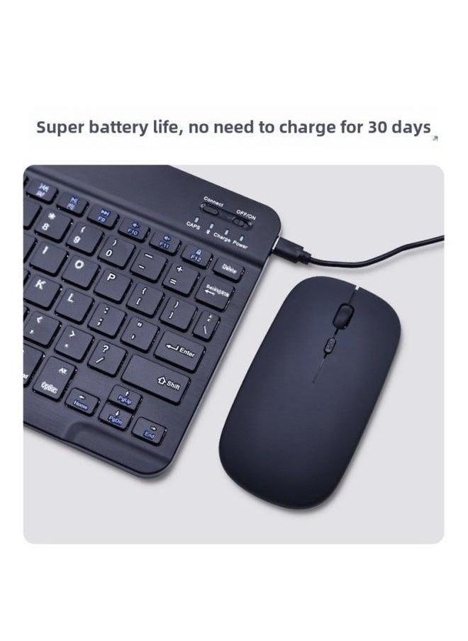 Generic - Bluetooth Keyboard For Ipad Huawei Mobile Phone Tablet Ultra-thin Mute Charging Wireless Mouse Suit-Color:10-inch + Dual-mode Mouse-Product Type:Yellow (send Data Cable) - Image 1