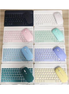 Bluetooth Keyboard For Ipad Huawei Mobile Phone Tablet Ultra-thin Mute Charging Wireless Mouse Suit-Color:10-inch + Dual-mode Mouse-Product Type:Yellow (send Data Cable)