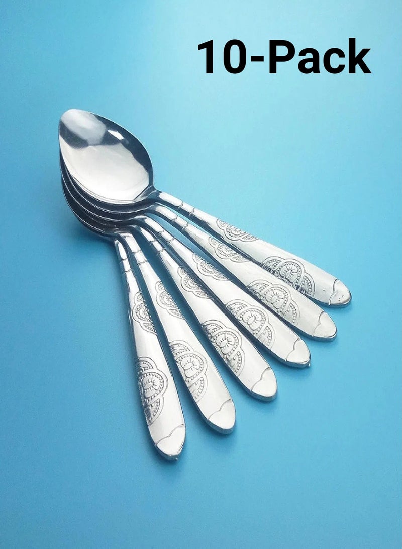 CHU DAI 10-Pack Stainless Steel Spoons - Premium 18/0 Food Grade - Dishwasher Safe - Rustproof Smooth Edge - Heavy Duty for Home/Restaurant - Image 1