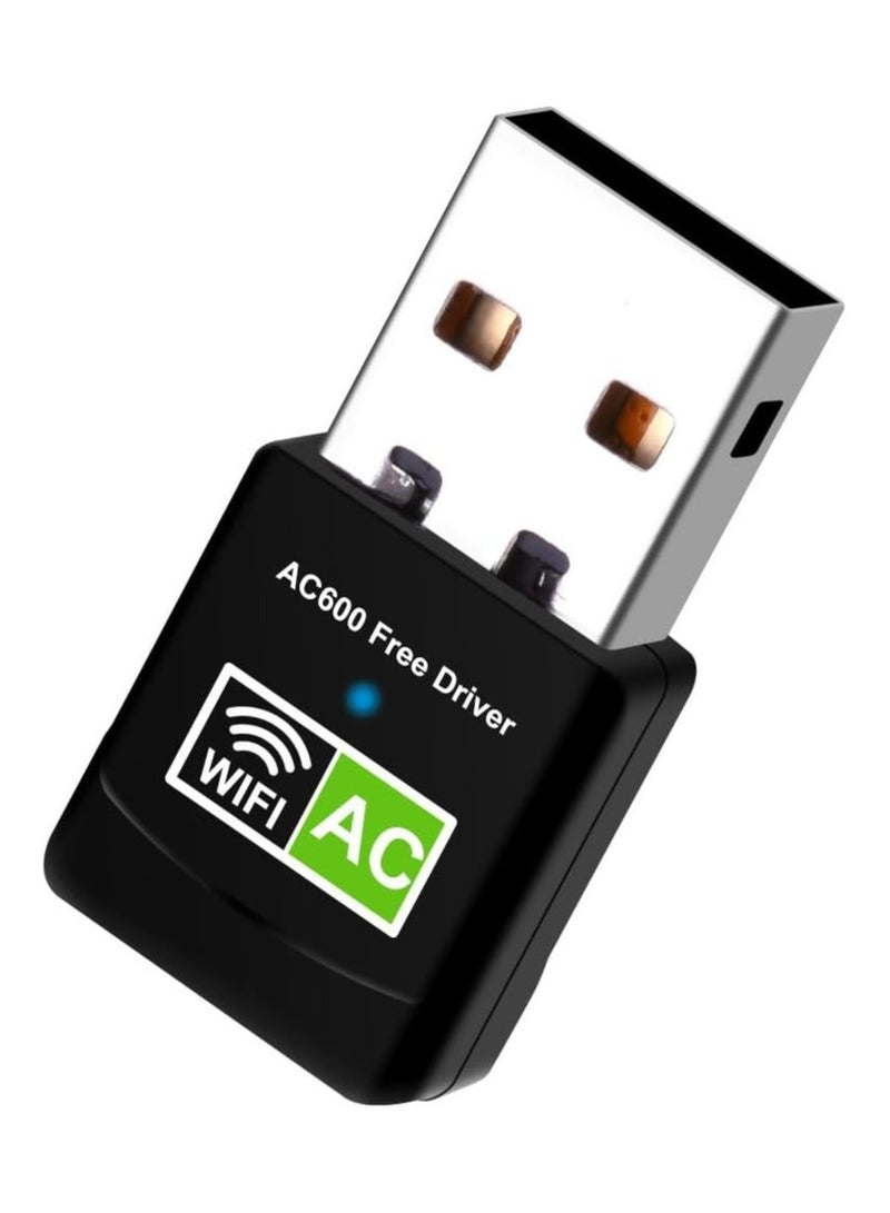 Driver Free USB WiFi Adapter for Desktop PC 600Mbps Dual Band 2.4G 5.8G Wireless Network Adapter, Wi-Fi Dongle Compatible with Windows 11/10/8/7/XP - Image 1