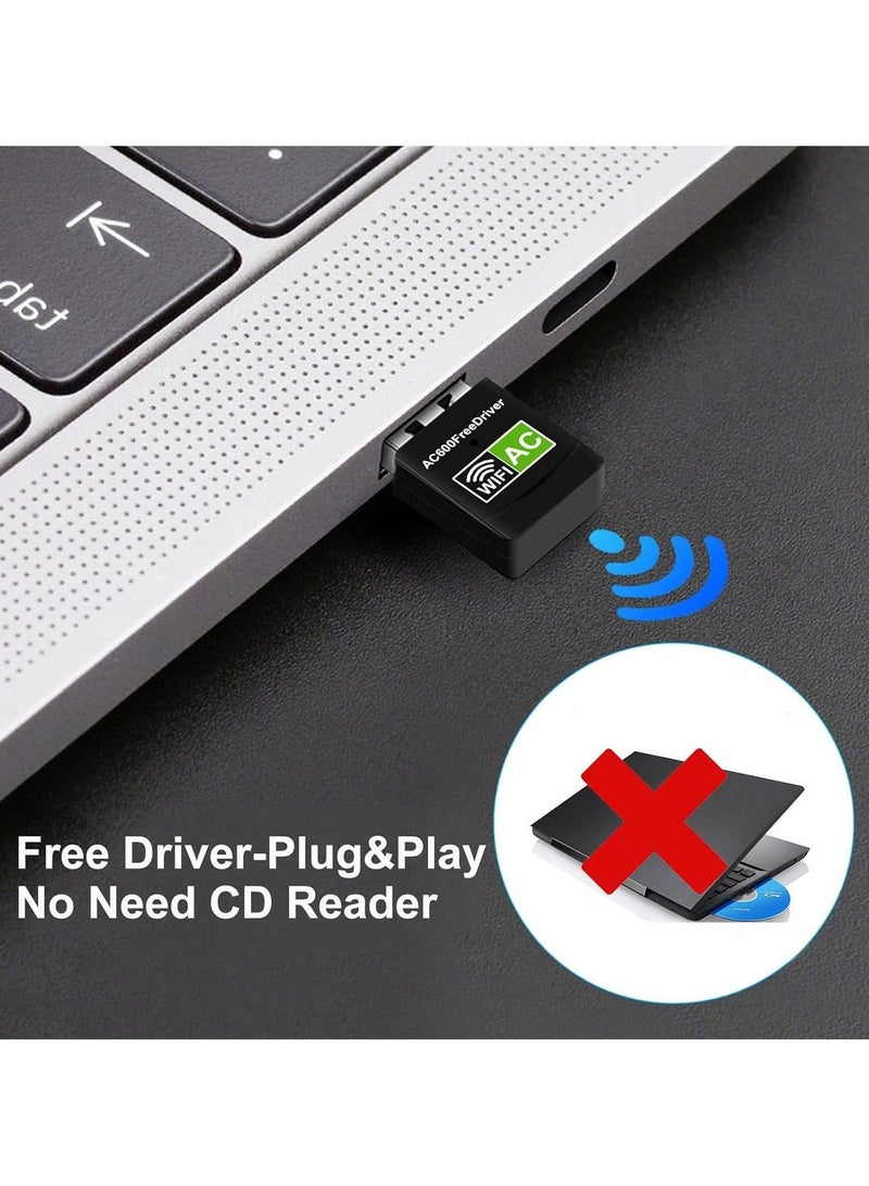 Driver Free USB WiFi Adapter for Desktop PC 600Mbps Dual Band 2.4G 5.8G Wireless Network Adapter, Wi-Fi Dongle Compatible with Windows 11/10/8/7/XP - Image 2