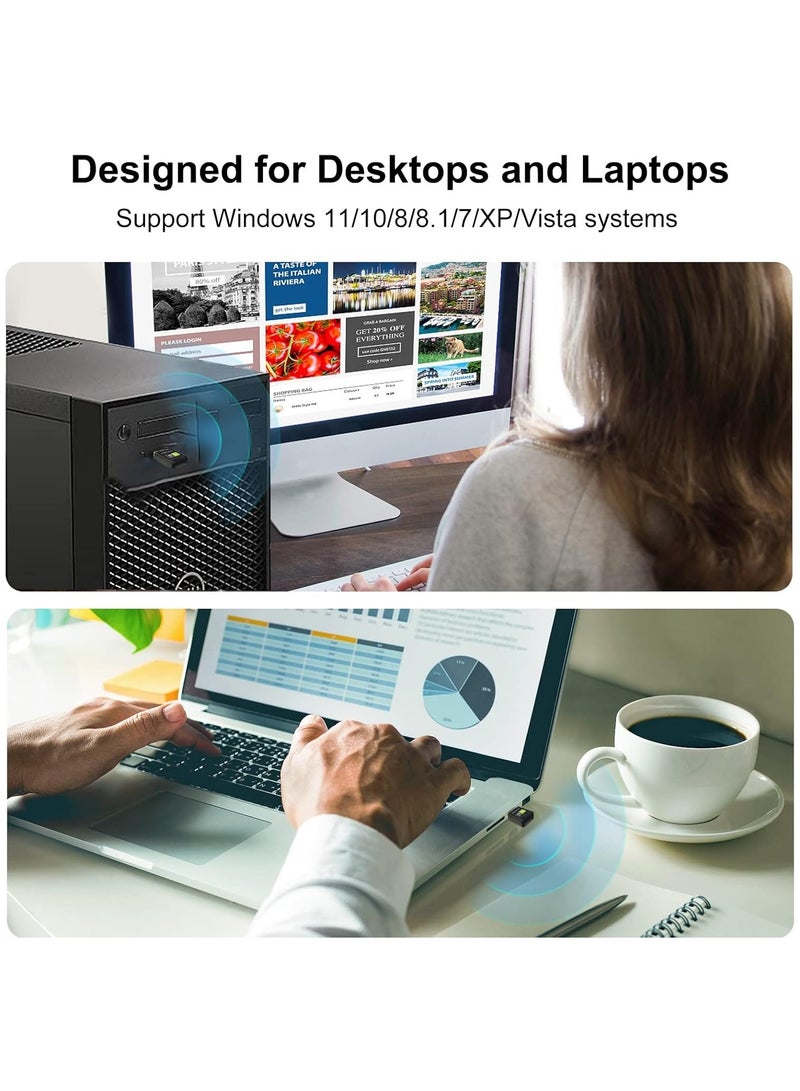 Driver Free USB WiFi Adapter for Desktop PC 600Mbps Dual Band 2.4G 5.8G Wireless Network Adapter, Wi-Fi Dongle Compatible with Windows 11/10/8/7/XP - Image 3