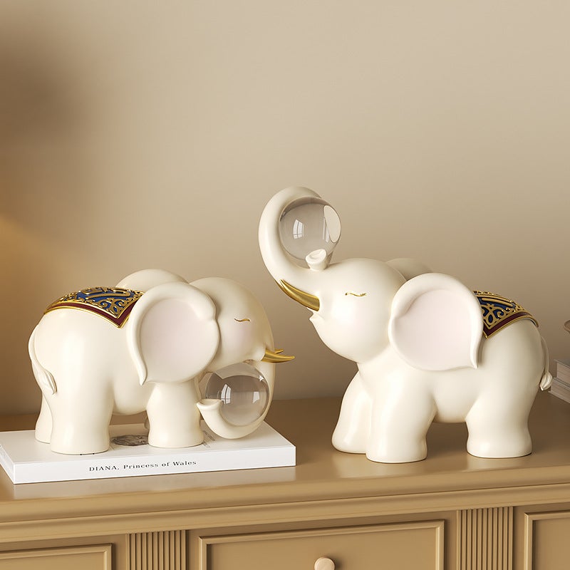 Resin Elephant Figurine Candle Lantern - Image 2