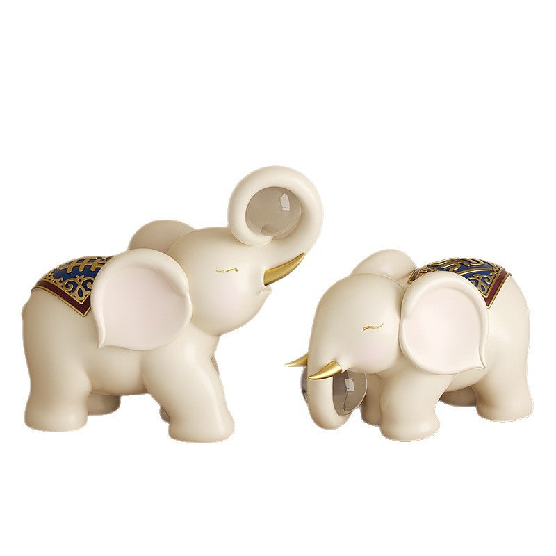Resin Elephant Figurine Candle Lantern - Image 1