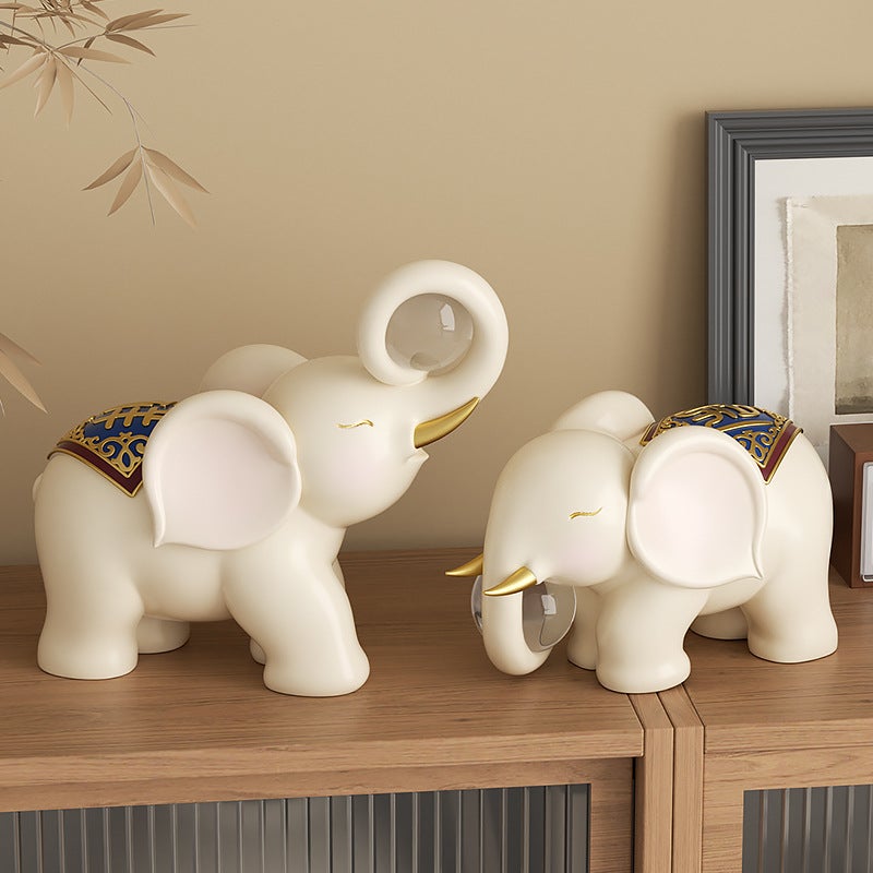Resin Elephant Figurine Candle Lantern - Image 4