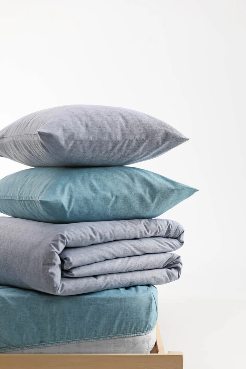 فافورا Patterned Cotton Single Duvet Cover Set with Elastic Sheets - Gray - Turquoise