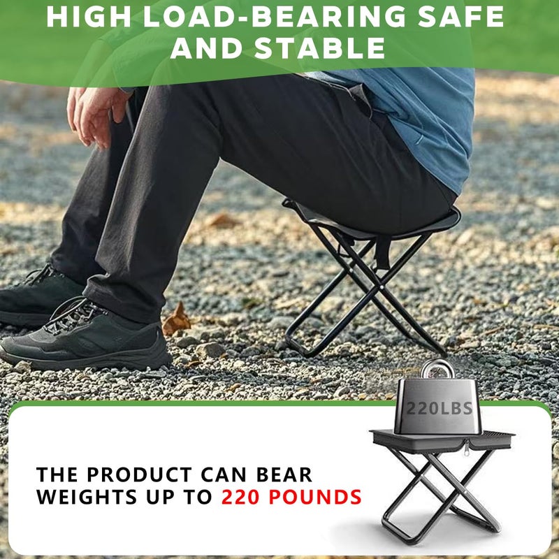 Lunale Portable Ultralight Travel Stool Camping Chair Fishing Stool - Gray Carbon Steel and Keychain, Handbag Style Pocket Foldable - Image 5