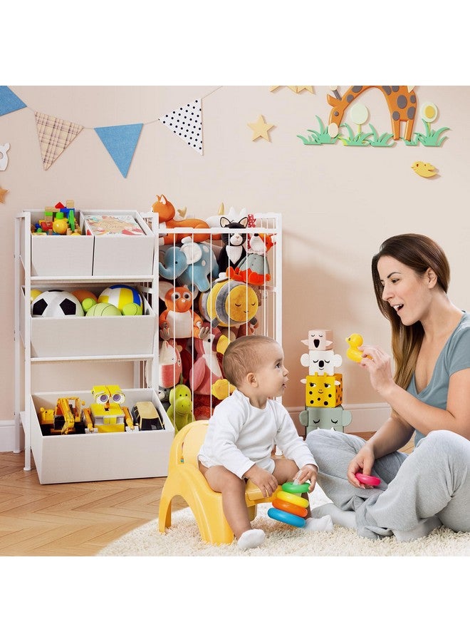 BBLIKE Stuffed Animal Storage - Kids Storage Organizer with 4 Removable Bins, Kids Storage Toy Shelf Organizer for Stuffed Animal Holder for Bedroom Playroom Nursery, White - Image 3