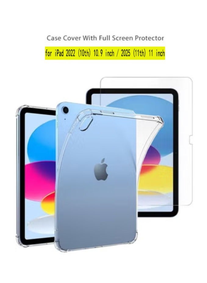 2 in 1 Apple iPad 2022 (10th) 10.9 inch / 2025 (11th) 11 inch Protection Pack - Ultra Clear Shockproof Case & Edge-to-Edge Screen Protector, 360 Degree Protection, Back Cover & Screen Protector for Apple iPad 2022 (10th) 10.9 inch / 2025 (11th) 11 inch - Image 1