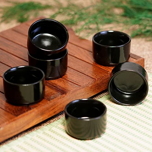 Freakway Ceramic Dip Bowls (50 ml, Black, Set of 6) | Chutney Bowls | Ketchup Bowls|Chutney Bowls|Dip Bowls - Image 1