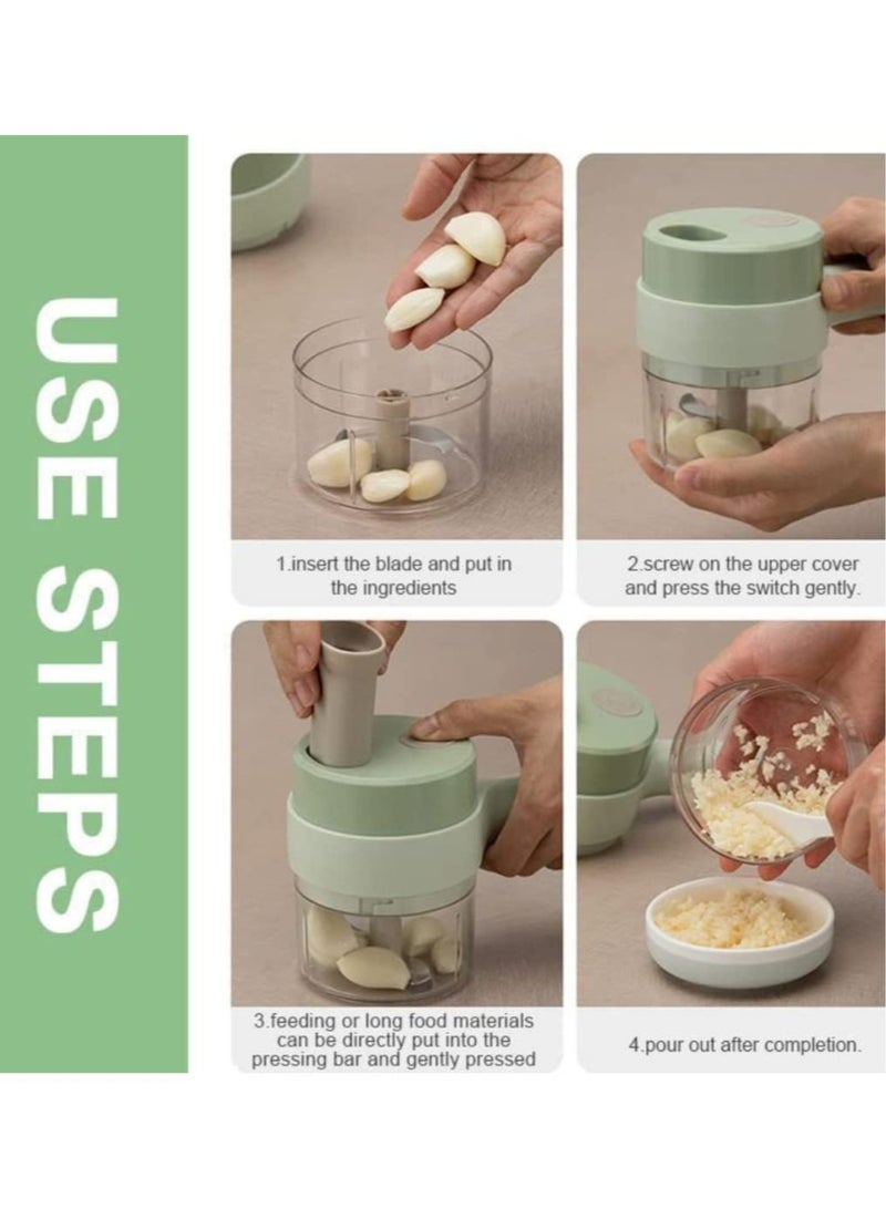 ELTRAZONE Electric Vegetable Cutter Set Gatling Vegetable Chopper Mini Wireless Food Processor Garlic Chili Onion Celery Ginger Meat Garlic Chopper with Brush - Image 5