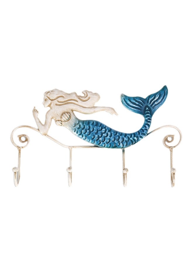 Key Holder for Wall, Iron Mermaid Wall Decoration With 4 Hooks for Coats Towels Bags, Wall Mount Clothes Holder for Bags, Coats, Umbrella - Image 2