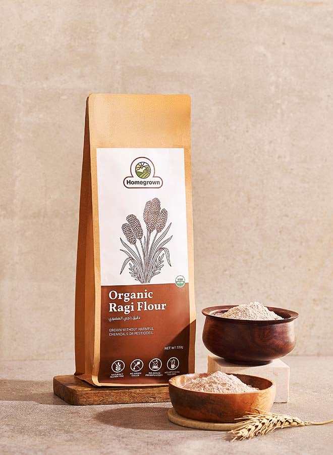 Homegrown Organic Ragi Flour (Finger Millet)500g – Calcium-Rich, Gluten-Free Atta | High Fiber | Ideal for Rotis, Porridge & Baby Food - Image 3