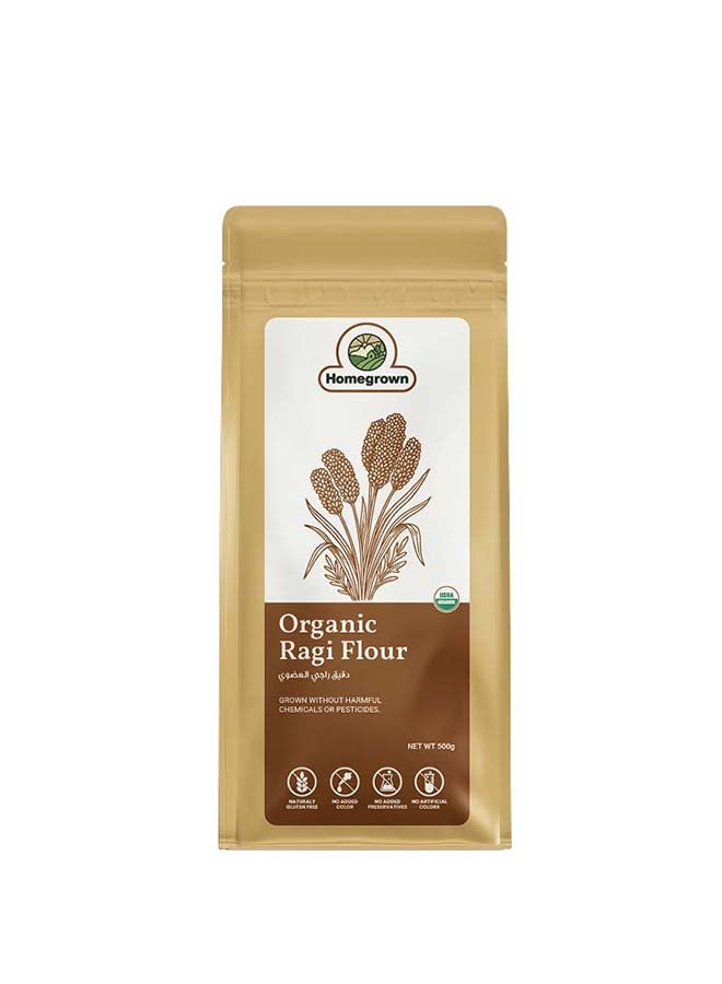 Homegrown Organic Ragi Flour (Finger Millet)500g – Calcium-Rich, Gluten-Free Atta | High Fiber | Ideal for Rotis, Porridge & Baby Food - Image 1